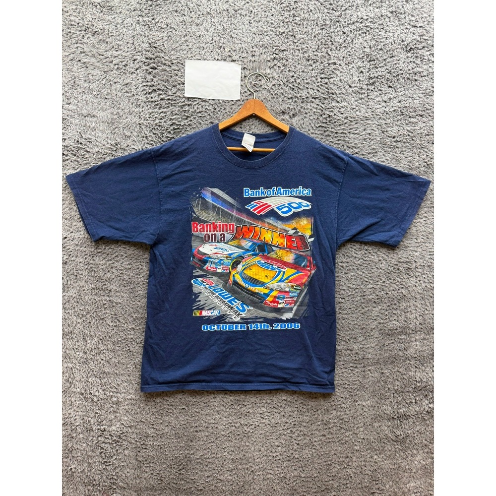 Vintage 2006 Nascar Bank Of America 500 Lowe's Motor Speedway T-Shirt Blue XL